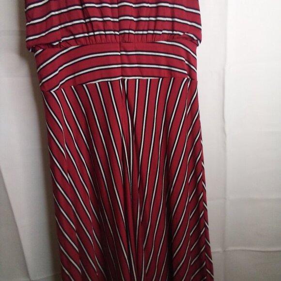 Loft Dress Women XS Sleeveless Soft Stretch Stripe Red Black - Picture 14 of 15